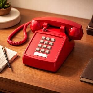 Bittel HA9888(2S)T Red Desk Phone Hotel Landline Push Button Retro Decor